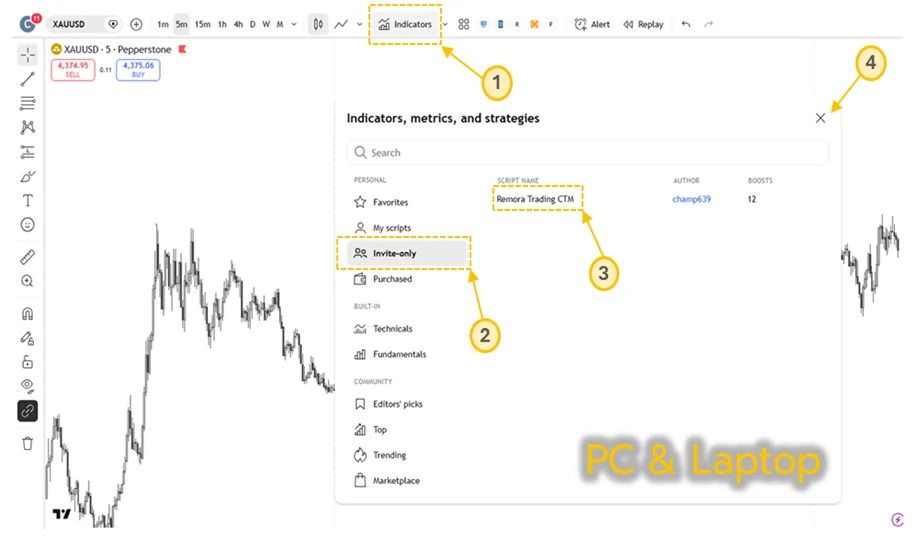 Install Remora indicator on PC